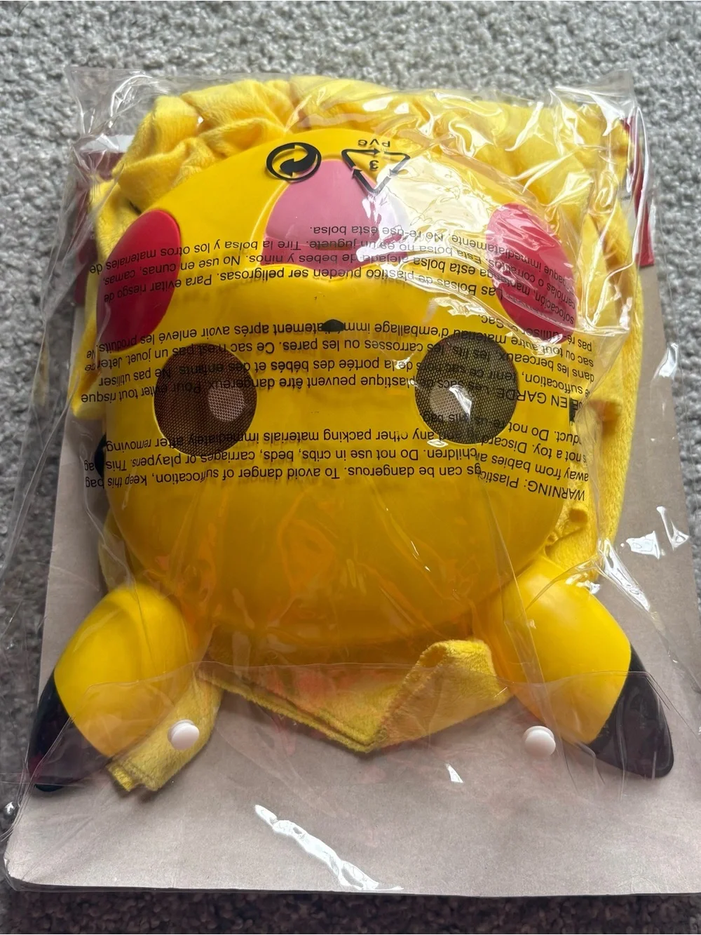 Pokemon Kids Pikachu Yellow Costume with Mask Medium 7-8 Halloween